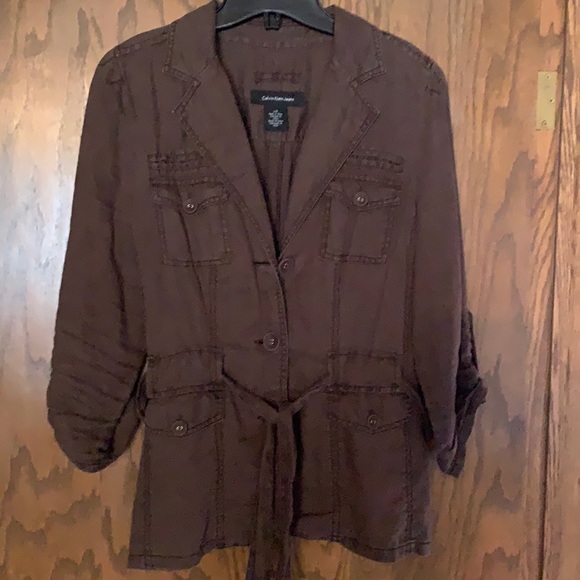BUNDLE 3/$30 Calvin Klein size L brown linen casual jacket